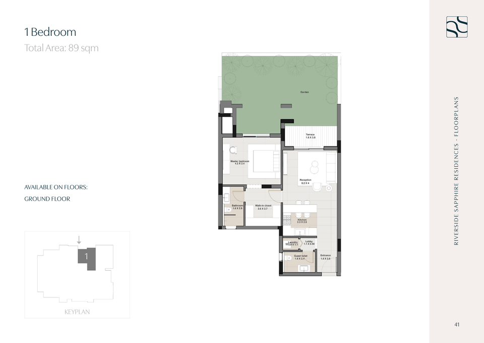 شقة بغرفة نوم · 89 m²