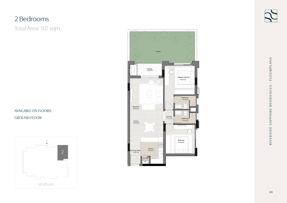 شقة بغرفتي نوم · 107 m²